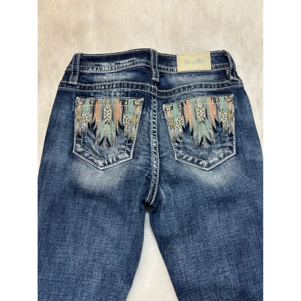 Miss Me Jeans Womens Bootcut Embellished Pocket Blue Denim‎ Size 26 - Picture 6 of 14